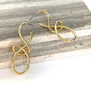 NEW~ Anthropologie Tied up Twisted Gold Drop Earrings